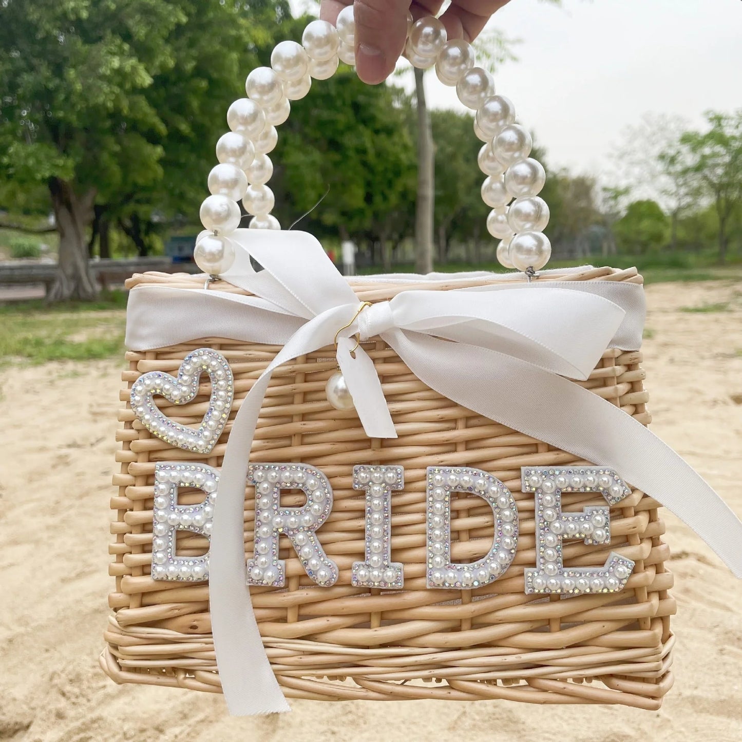 Bride Woven Basket with Pearls