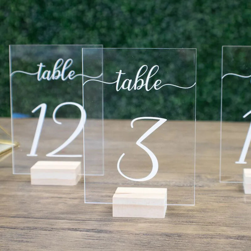 Acrylic Table Numbers with Wooden Stand