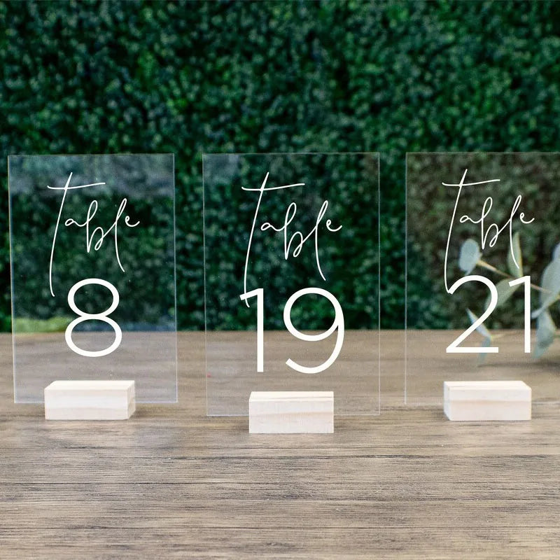 Acrylic Table Numbers with Wooden Stand